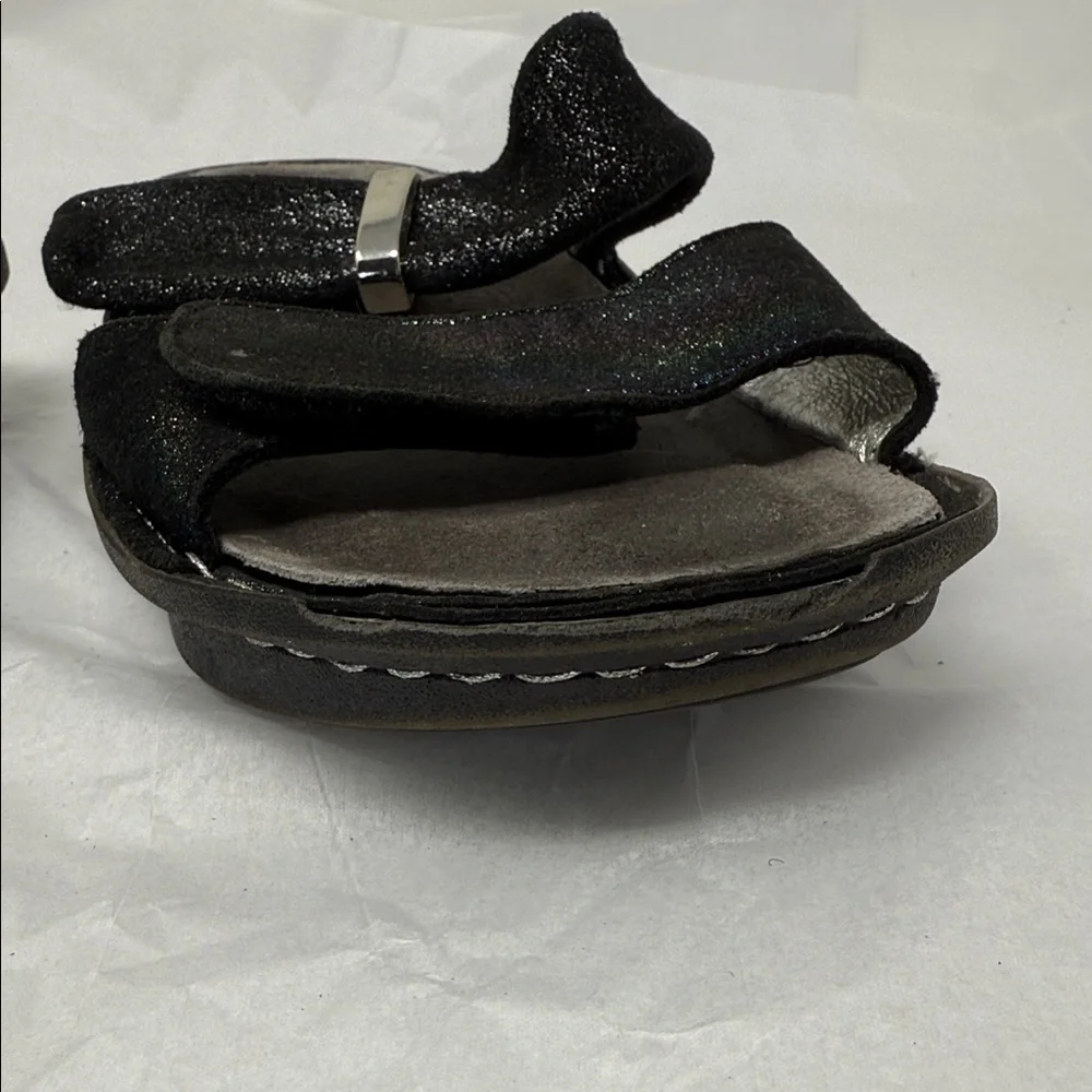 Alegria Karmen Black Shimmer Comfort Slides Iridescent Y2K Fairycore Sandals 7